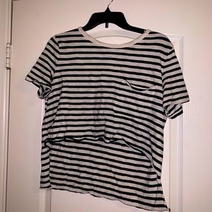 black and white stripped crop t shirt